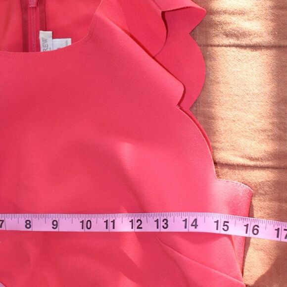 J. Crew Red Scalloped Shift Mini Dress Women Size 4 - Picture 8 of 10